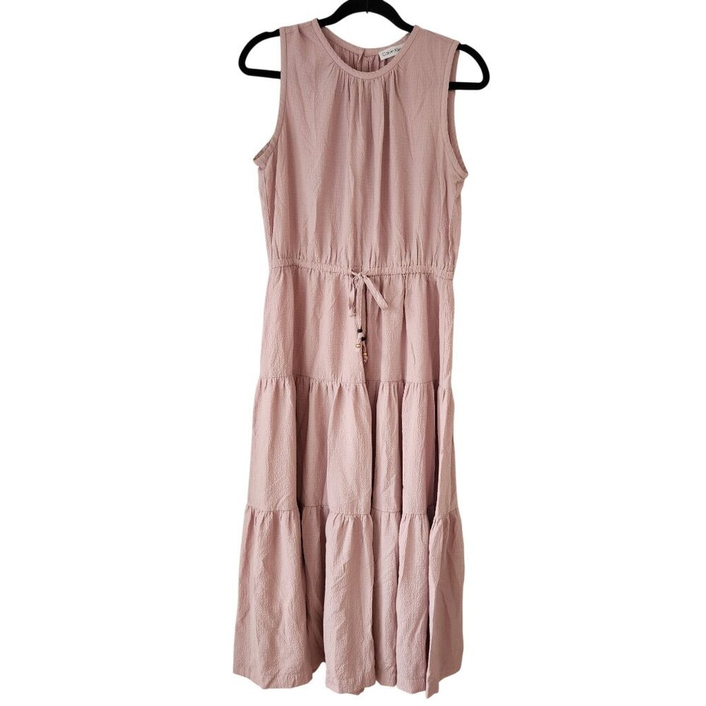 Calvin Klein Pink Ruffle Tiered Maxi Dress Sleeveless Spring Summer Women's 6
